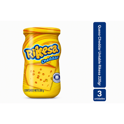 Pack 3 Queso Cheddar Untable Rikesa 200 gramos