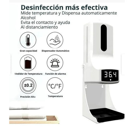 DISPENSADOR DE JABON Y ALCOHOL SENSOR INTELIGENTE Y TERMÓMETRO K9X