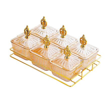 Cuencos Para Servir Aperitivos, Bandeja De Frutas Secas Con Tapa Para Galletas Dulces, Cocina Casera, 6 Tazones
