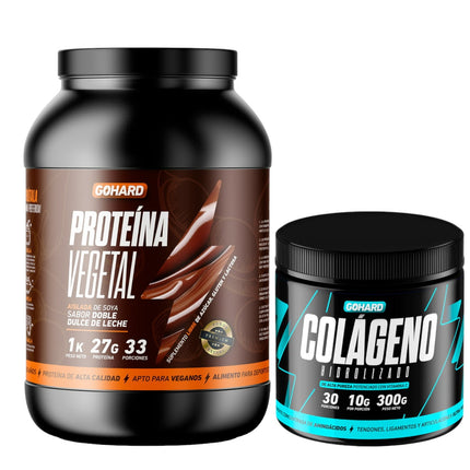 Proteina Vegetal Dulce De Leche 1Kg Pack Colageno Hidrolizado 300Gr