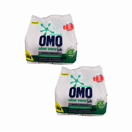 Pack 2 Unidades detergentes en polvo omo aloe vera 400 grs
