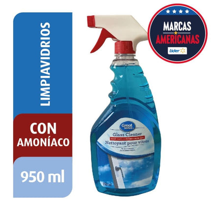 Limpia Vidrios con amonio Líquido Botella, 950 ml