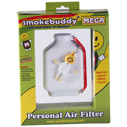 Purificador de aire Smoke Buddy Mega Personal que elimina el olor, color blanco