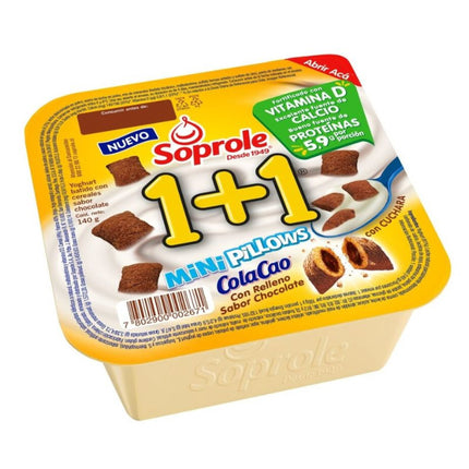 Yoghurt con Cereal 1+1 Sabor Chocolate Mini Pillows, 140 gr | Apishop
