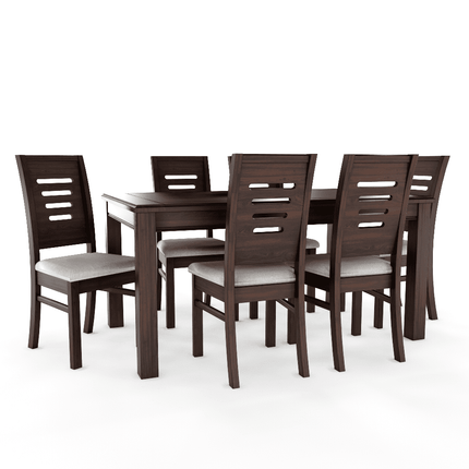 Juego de Comedor ROMA 6 Sillas chocolate Mesa Rectangular Madera