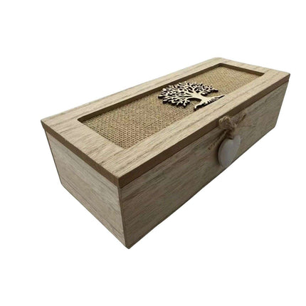 Caja De Té Mediana De Madera 3 Espacios Arbol Madera