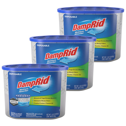 Absorbedor de humedad DampRid, desechable, 18 oz, carbón activado, x3