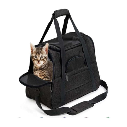 Bolso para Mascota Perro y Gato Transportador Respirable (Negro)