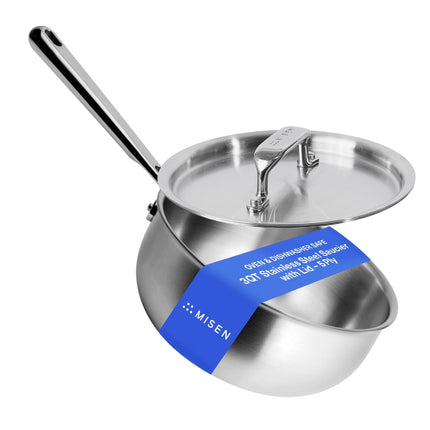 Saucier Pan Misen de acero inoxidable de 5 capas, 3 litros, con tapa de inducción