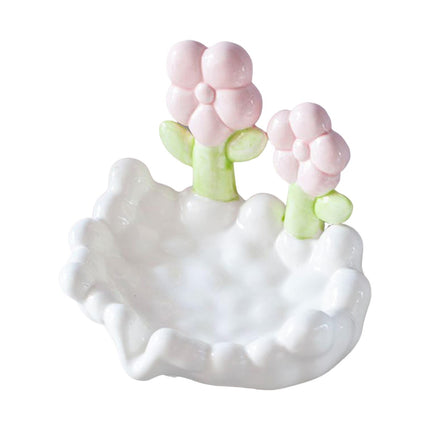 Contenedor De Jabón, Caja Para Baño, Sin Perforaciones, Suave, Con Forma De Flor De Dibujos Animados, Jabonera, Flor Blanca