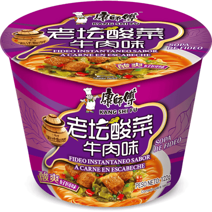 Fideo Instantaneo Kang Shi Fu Sabor a Carne en Escabeche 122g*Pote