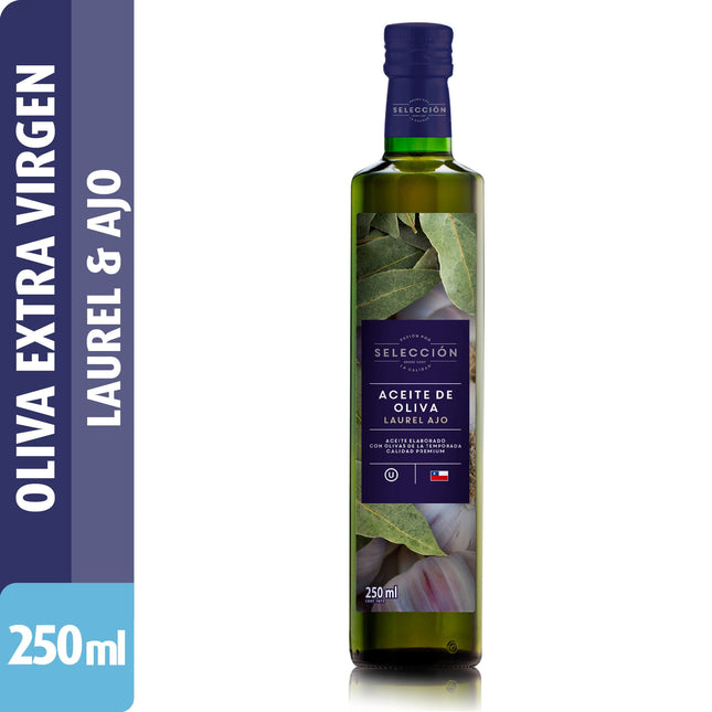 Aceite Oliva Extra Virgen Laurel Ajo Botella, 250 ml - Selección | Apishop