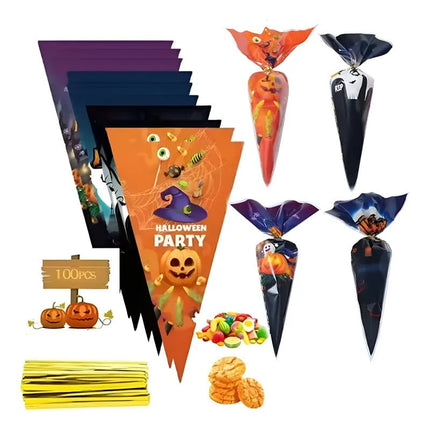 100 Bolsas Celofan Dulces Halloween Fiesta Cumpleaño Boda Caramelos Regalo 30cm*16cm