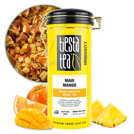 Té de hierbas Tiesta Tea Maui Mango, hoja suelta, lata recargable de 160 g