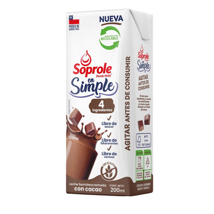 Leche en Simple 4 Ingredientes Chocolate, 200 ml