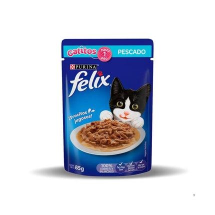 Sobres de Alimento Húmedo Felix para Gatitos 15 un. (sabor Pescado)
