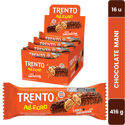 Trento Allegro Relleno De Mani 16 U X 29g, Paçoca, Chocolate