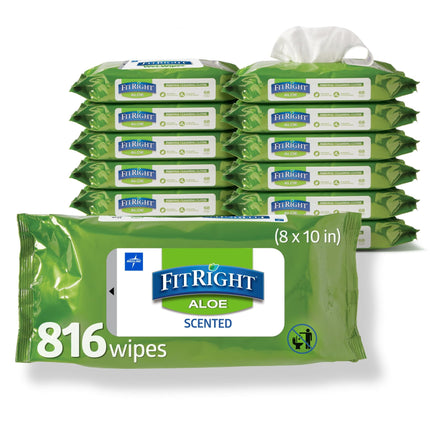 Toallitas de limpieza personal Medline FitRight Aloe 816