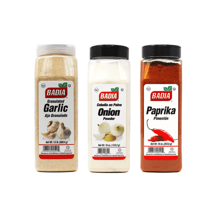 Pack Profesionales XL  Badia – Ajo en Polvo, Cebolla en Polvo y Paprika