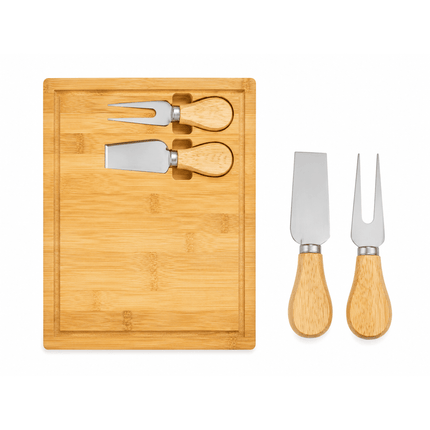 Tabla de Bambú Multiuso para Quesos, Picoteos y Aperitivos con Set de 2 Cuchillos