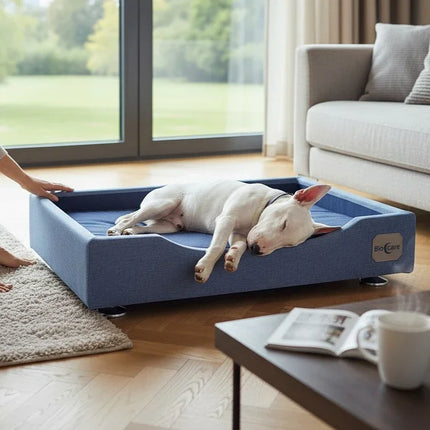 Cama de Mascotas - Talla L EXTRA (90x70 cm) / Pata Montessori 3 cm (Gris)