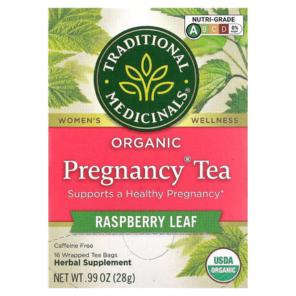 Té orgánico para embarazo Traditional Medicinals con frambuesa, 16 sobres