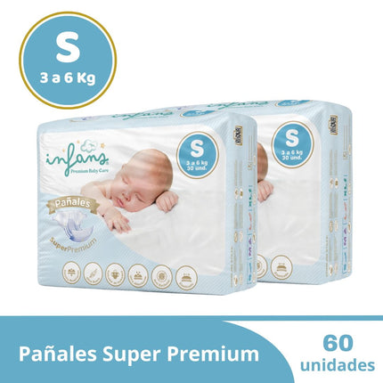 Pañal Desechable Super Premium S INFANS 60 UND