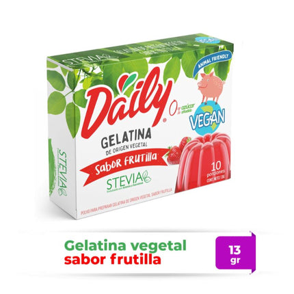 Gelatina Vegana Frutilla, 13 g - Daily | Apishop