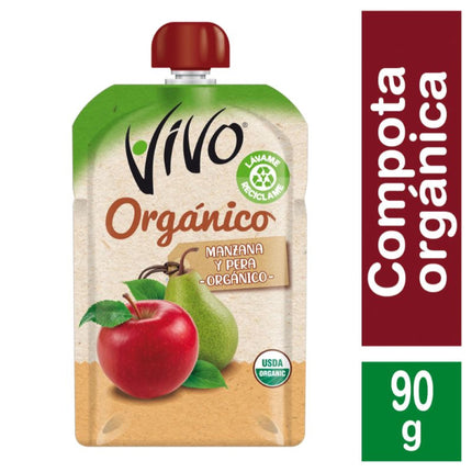 Compota Orgánica Manzana Pera, 90 g | Apishop
