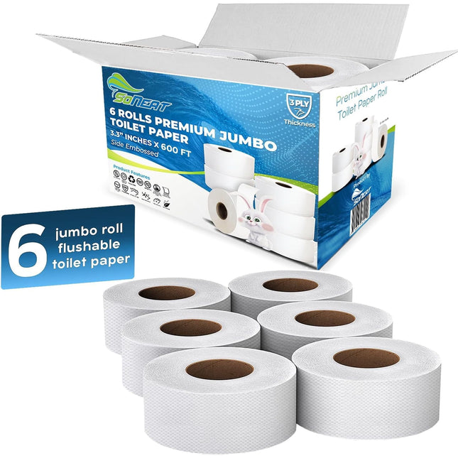Rollos de papel higiénico Jumbo SonEat de 3 capas, 600 m, para dispensadores