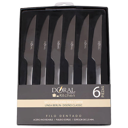 Juego 6 Cuchillos Carne Berlín Doral Acero Inoxidable - PS