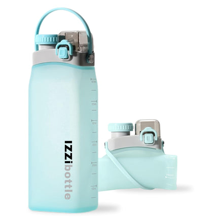 Botella de agua IzziBottle de silicona plegable de 600 ml, color azul