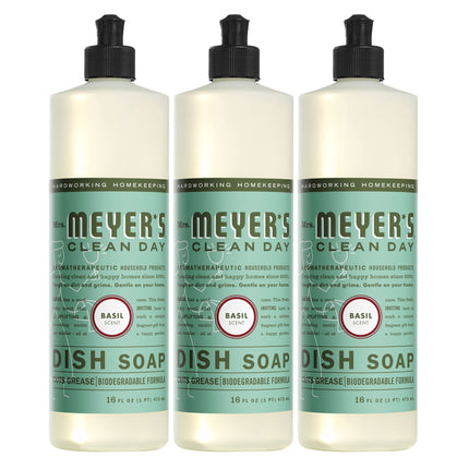 Jabón líquido para platos Mrs. MEYER'S CLEAN DAY Basil 473 ml, paquete de 3