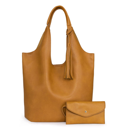 Bolso de mano Montana West Hobo de piel vegana con borla MWC2-079BR