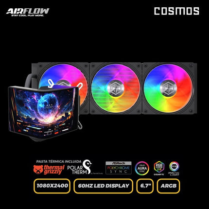 Refrigeración Líquida COSMOS CryoVision 777 Black 360mm con Pantalla AMOLED 2K