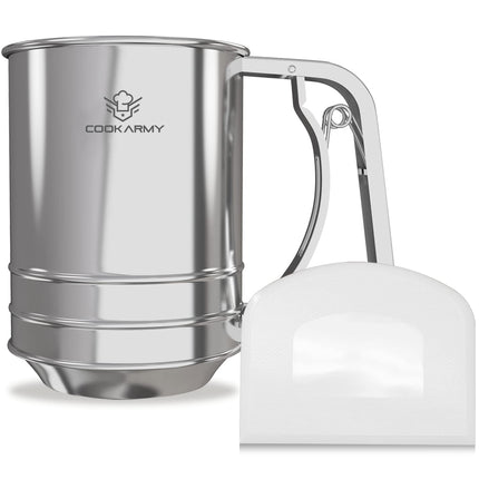 Tamizador de harina Cook Army, 3 tazas, acero inoxidable, doble capa