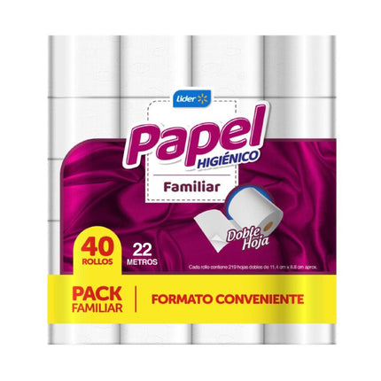 Papel Higiénico Familiar Doble Hoja 22 m, 40 Un
