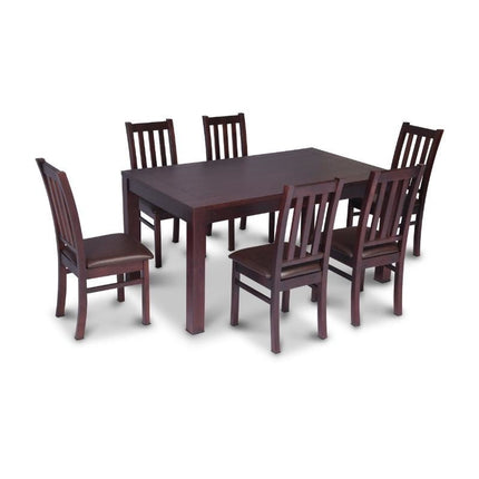 Comedor Ñuble Rectangular 6 Sillas Pu Chocolate