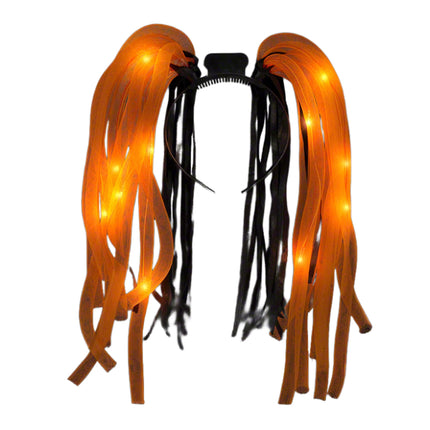 Diadema LED con forma de fideos, rastas anaranjadas parpadeantes con 12 LED