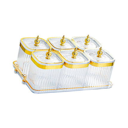Caja De Condimentos Dividida, Contenedor De Especias Para Dulces, Sal, Nueces, Plato, 6 Frascos
