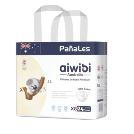 Pack x4 Pañales Aiwibi Ultra Suave XG 96 pañales