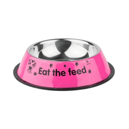 Plato Mascota Perro Gato Comedero Metal 16 Cm Rosa