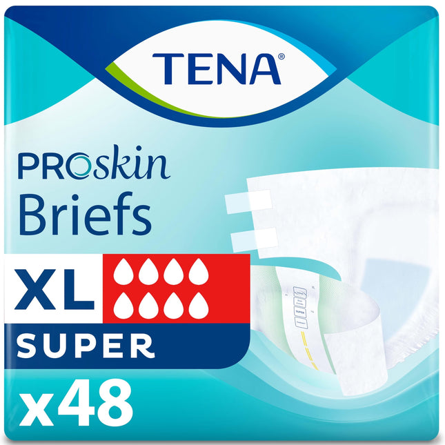 Pañales para adultos TENA ProSkin unisex con lengüetas extragrandes de 48 quilates