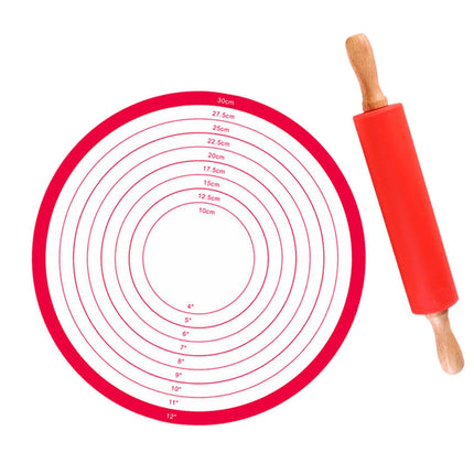 Juego De Rodillos Y Tapete Para Hornear Masa, Rodillos De Masa Para Galletas, Hogar, 30 X 4 Cm, Mango De Madera