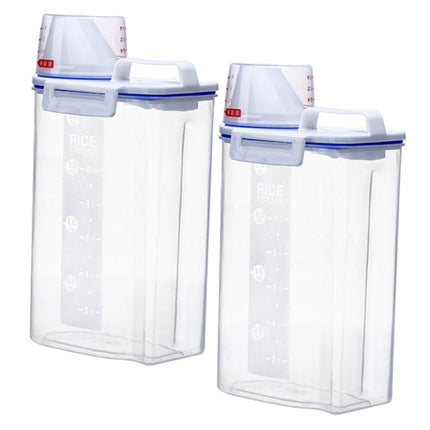 2 Contenedores De Arroz Transparentes De 2 Kg Con Tapa Medidora Para Encimeras