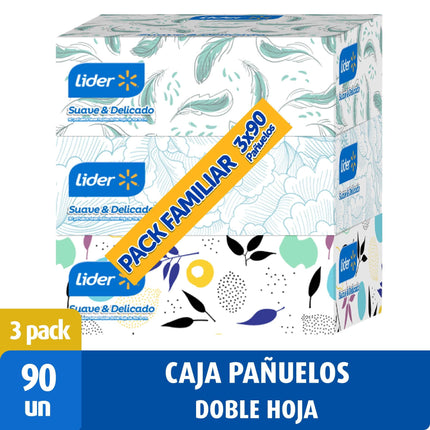 Pañuelos Doble Hoja 90 pañuelos, 3 Un