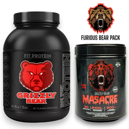 Pack Proteina Whey 2Kg Arroz Con Leche + Pre Entreno Masacre - 365Gr Cherry