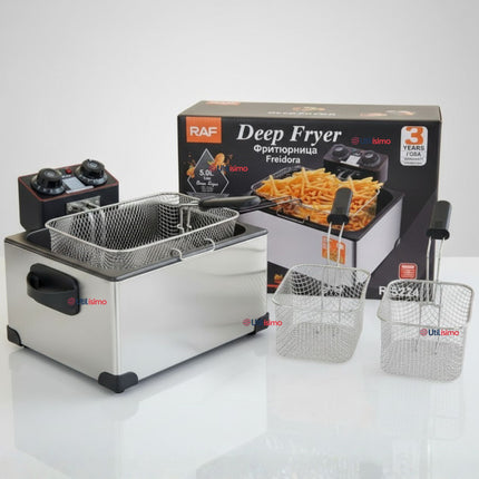 Freidora Aceite Eléctrica 5 Litros 2000W Acero Inoxidable