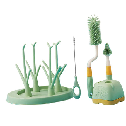 Juego De Cepillos Para Botellas Cepillo De Lavado Cepillo De Limpieza Portátil De Silicona Limpiador De Botellas Verde