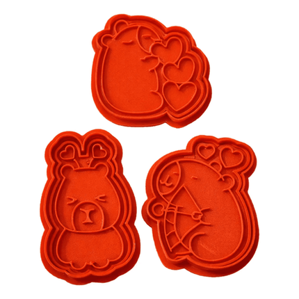 Cortadores de Galletas de Capibara - San valentín (pack 3 un)